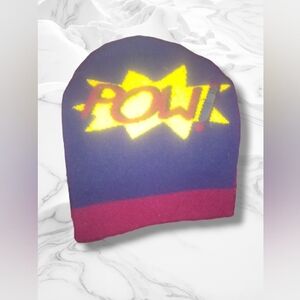 Comic Book Bubble Word "POW" Knit Beanie Toboggan Hat